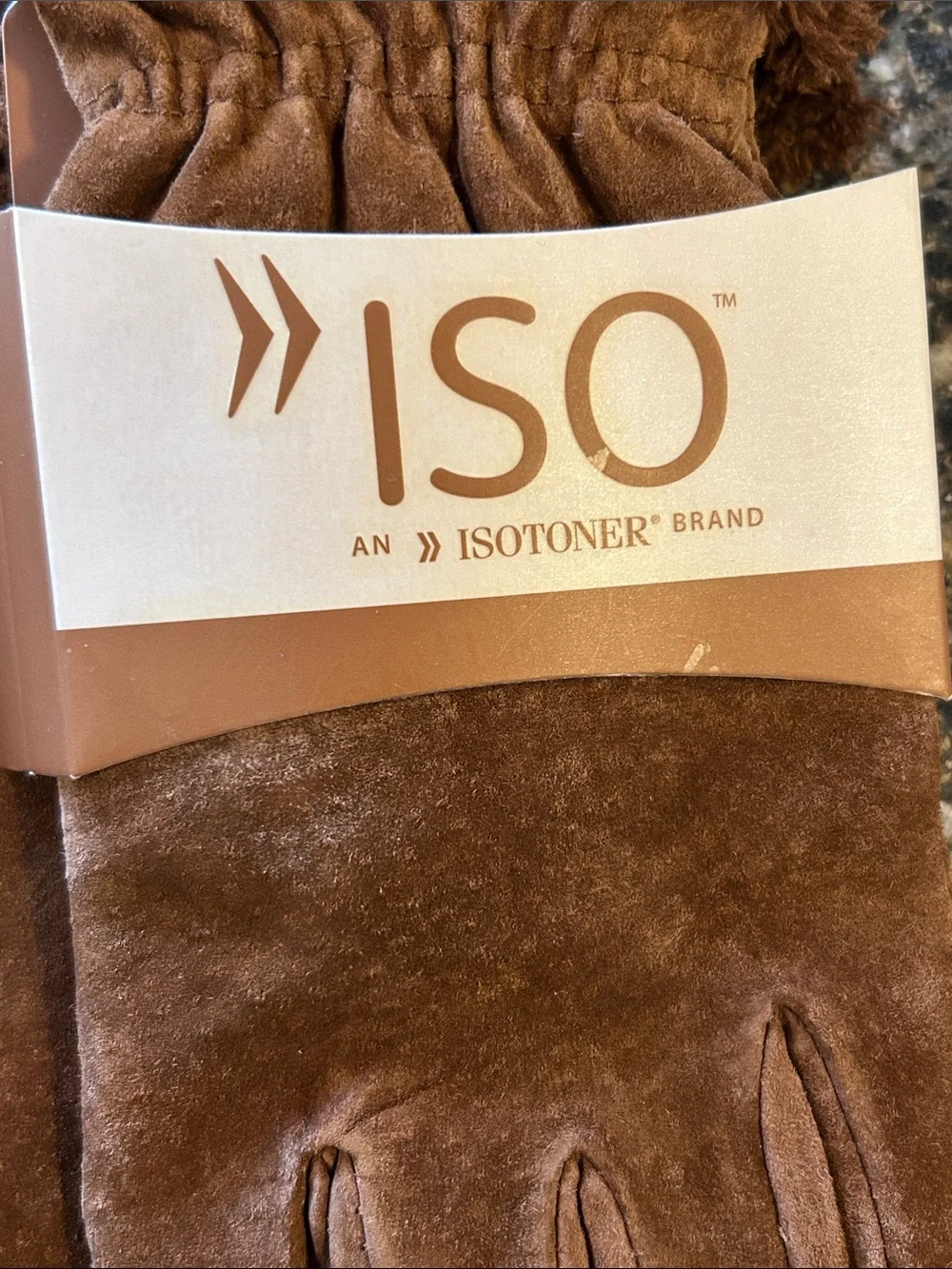 NEW Isotopes Brown Leather Suede Gloves with Fur Trim - Picture 2 of 6